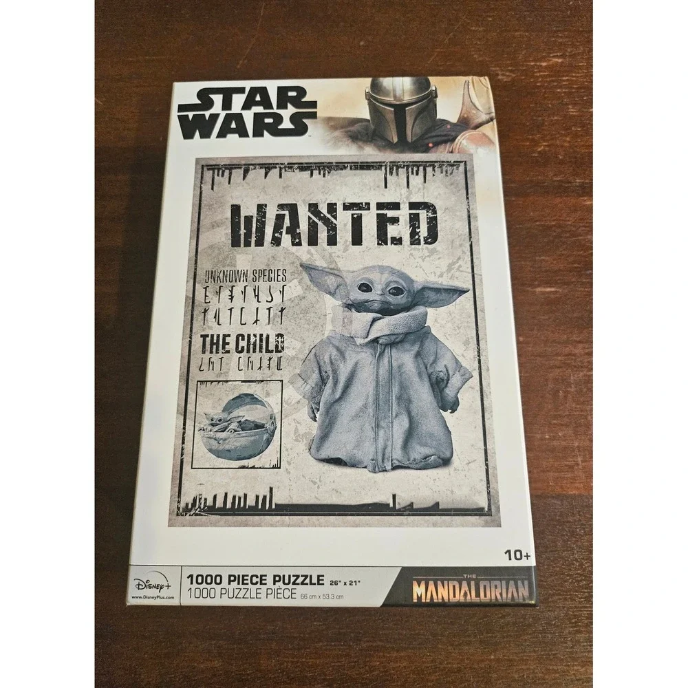 Star Wars Jigsaw Puzzle Kids 1000pc Grey Mandalorian The Child Wanted Poster